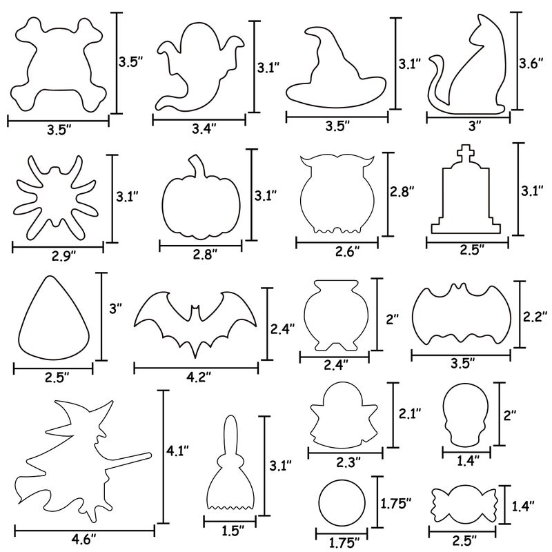 jollylife 18PCS Halloween Cookie Cutters - Pumpkin,Witch,Bat,Ghost,Cat,Tombstone,Spider, Skull,Candy Corn, Owl,Hat,Cauldron,Broom Party Supplies - Image 4